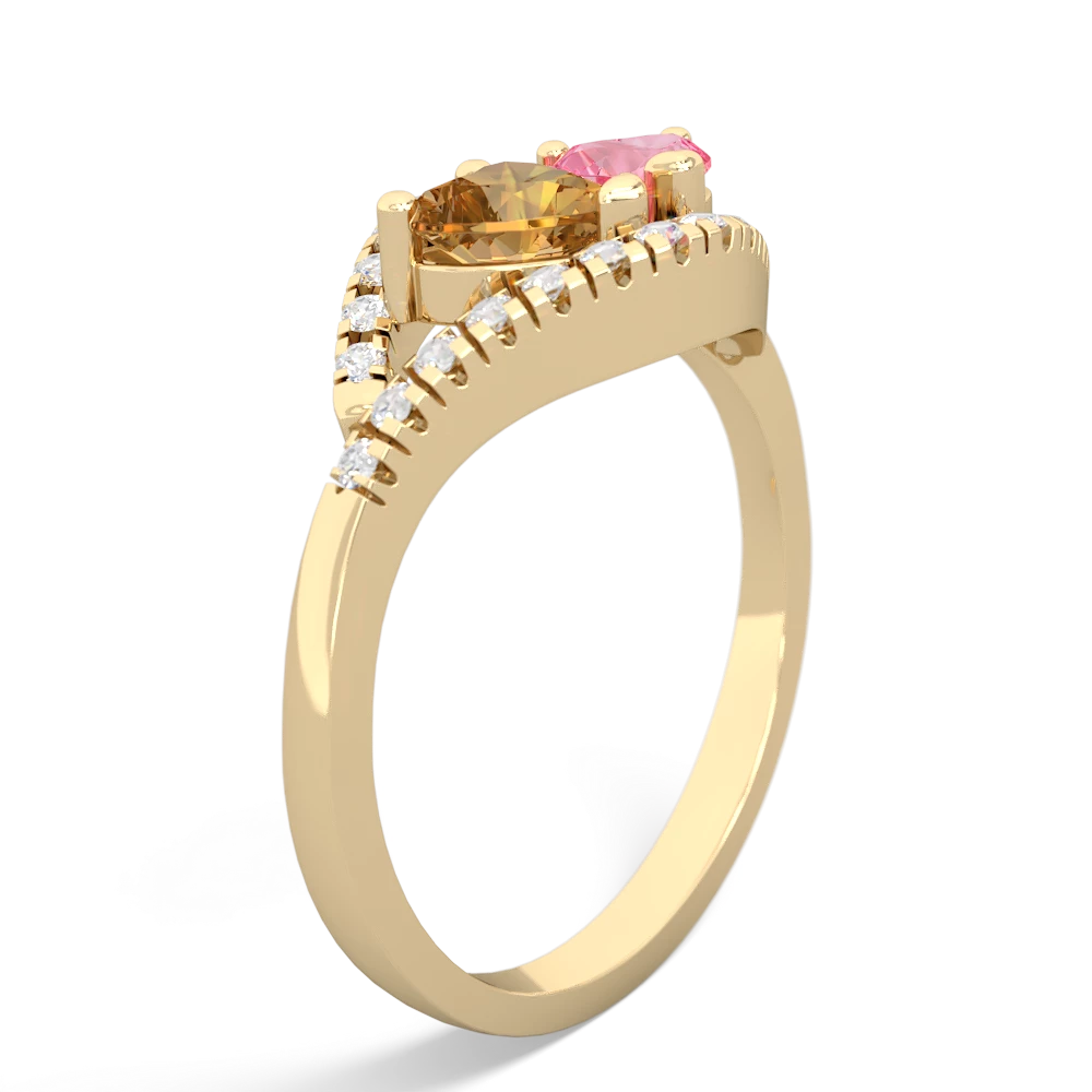 Citrine Mother And Child 14K Yellow Gold ring R3010