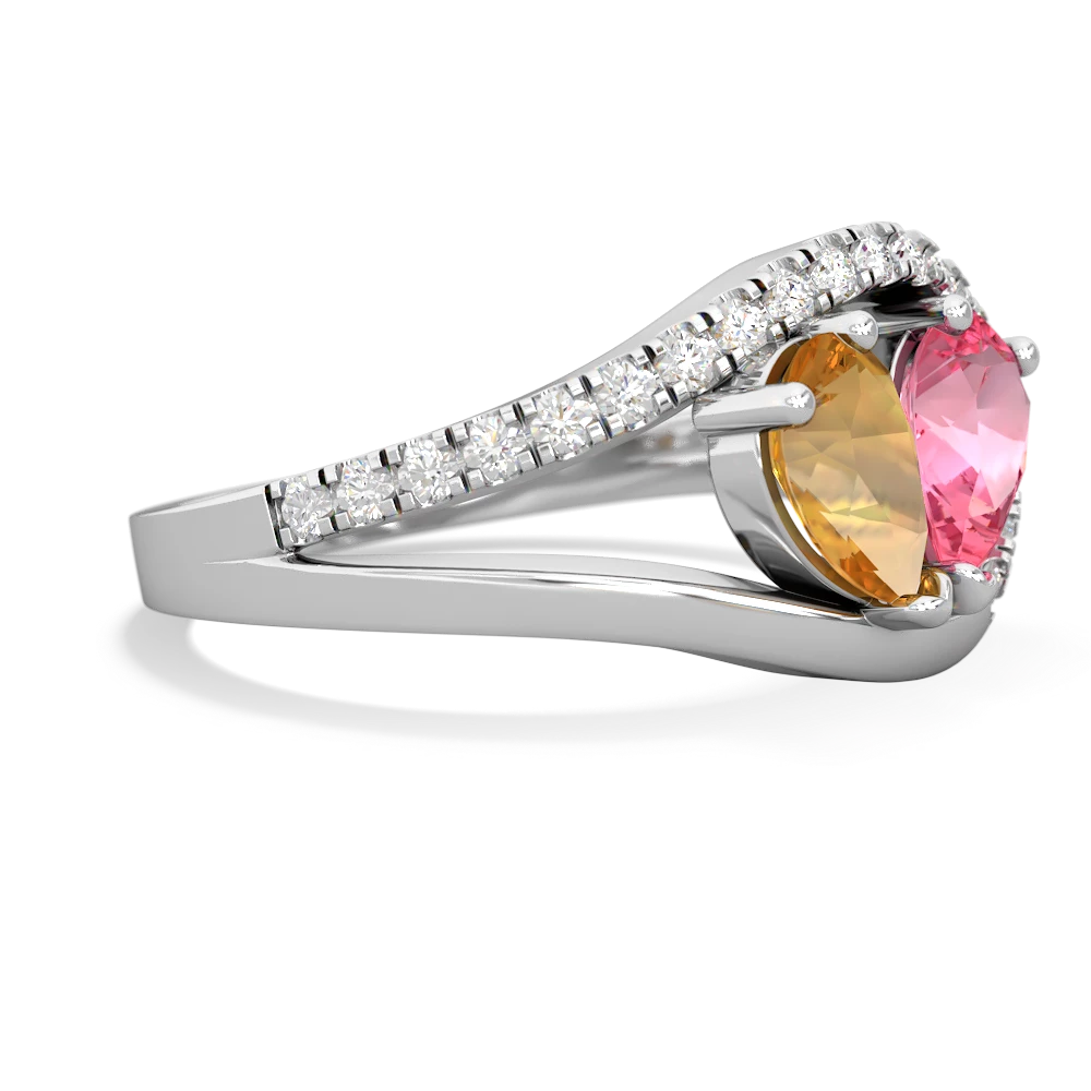 Citrine Nestled Heart Keepsake 14K White Gold ring R5650