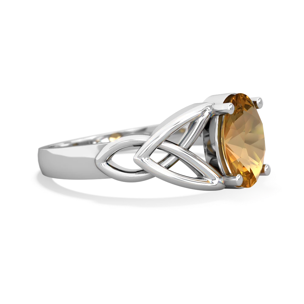 Citrine Celtic Trinity Knot 14K White Gold ring R2389