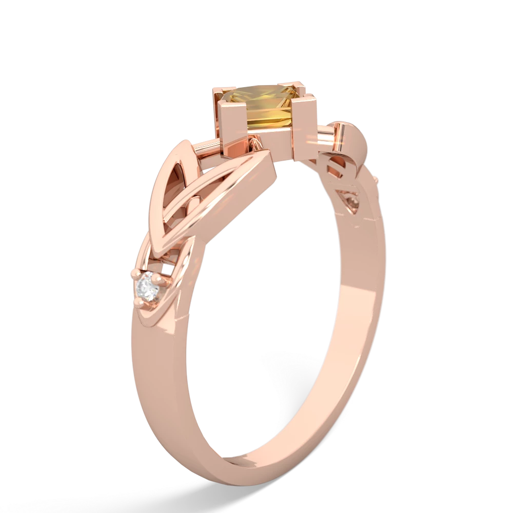 Citrine Celtic Knot Princess 14K Rose Gold ring R3349