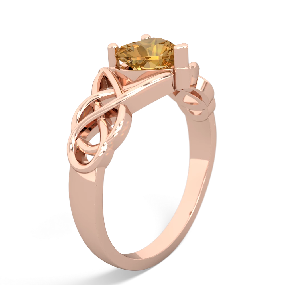 Citrine Claddagh Celtic Knot 14K Rose Gold ring R2367