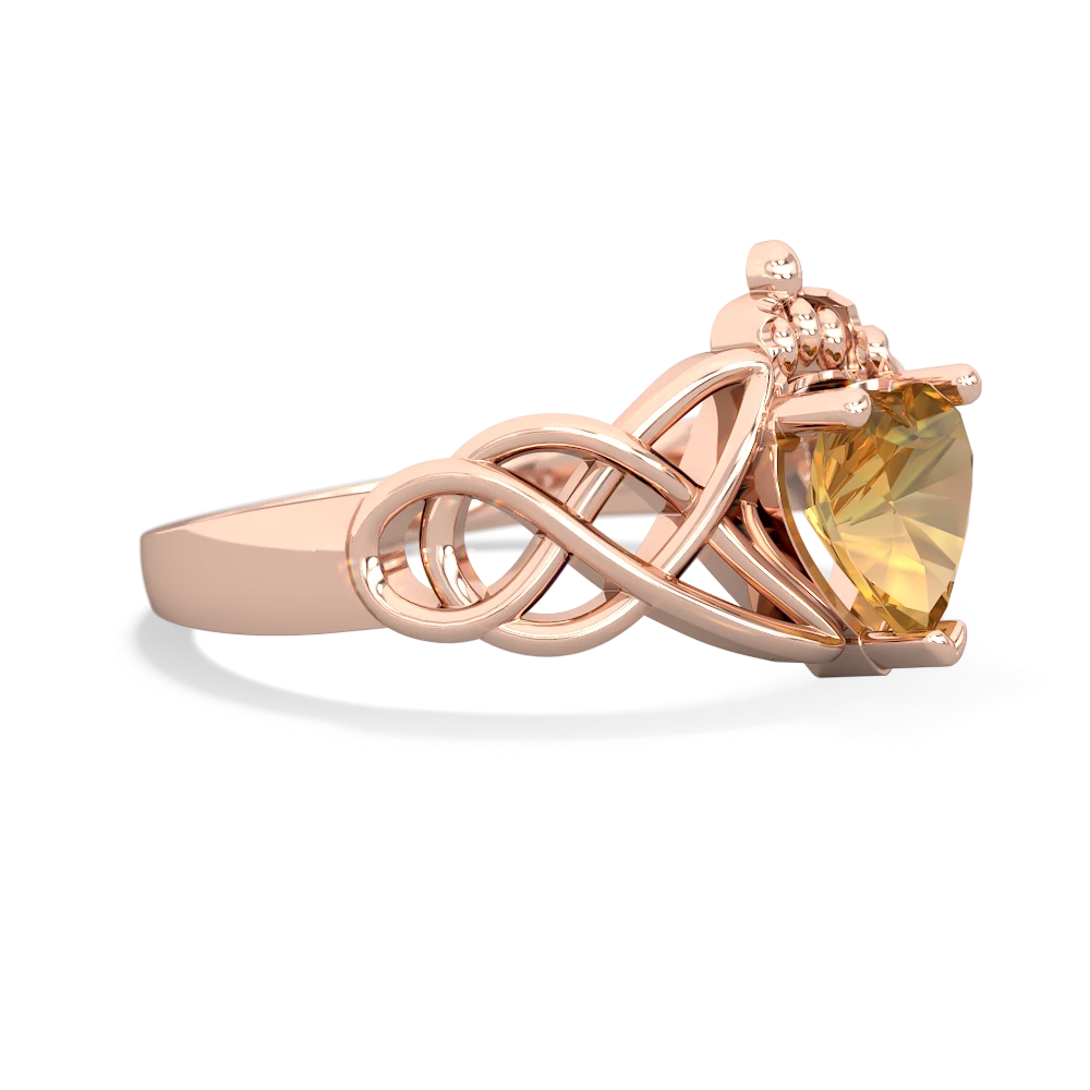 Citrine Claddagh Celtic Knot 14K Rose Gold ring R2367