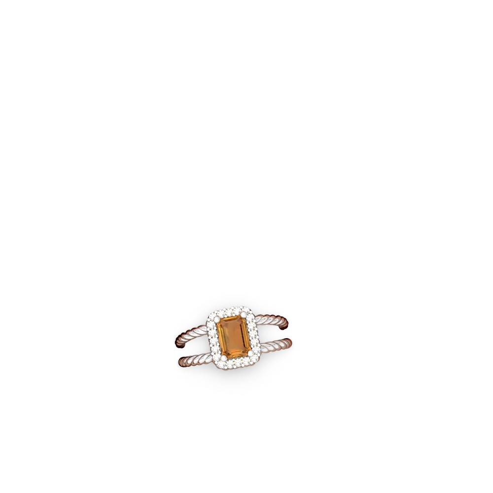 Citrine Rope Split Band 14K White Gold ring R2628