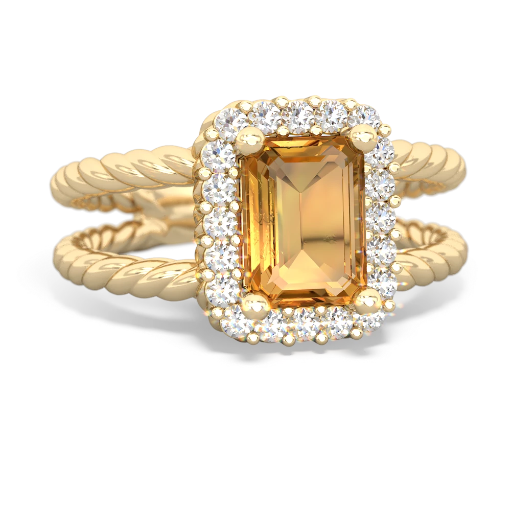 Citrine Rope Split Band 14K Yellow Gold ring R2628