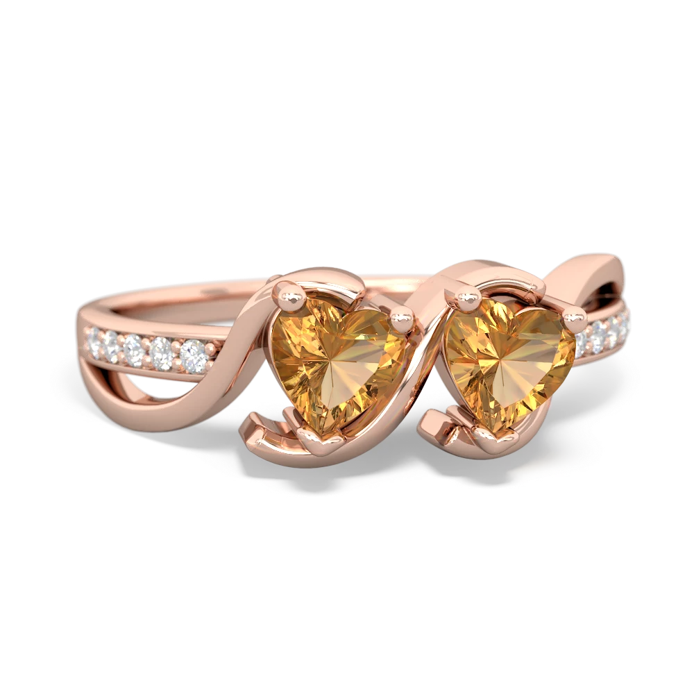 Citrine Side By Side 14K Rose Gold ring R3090