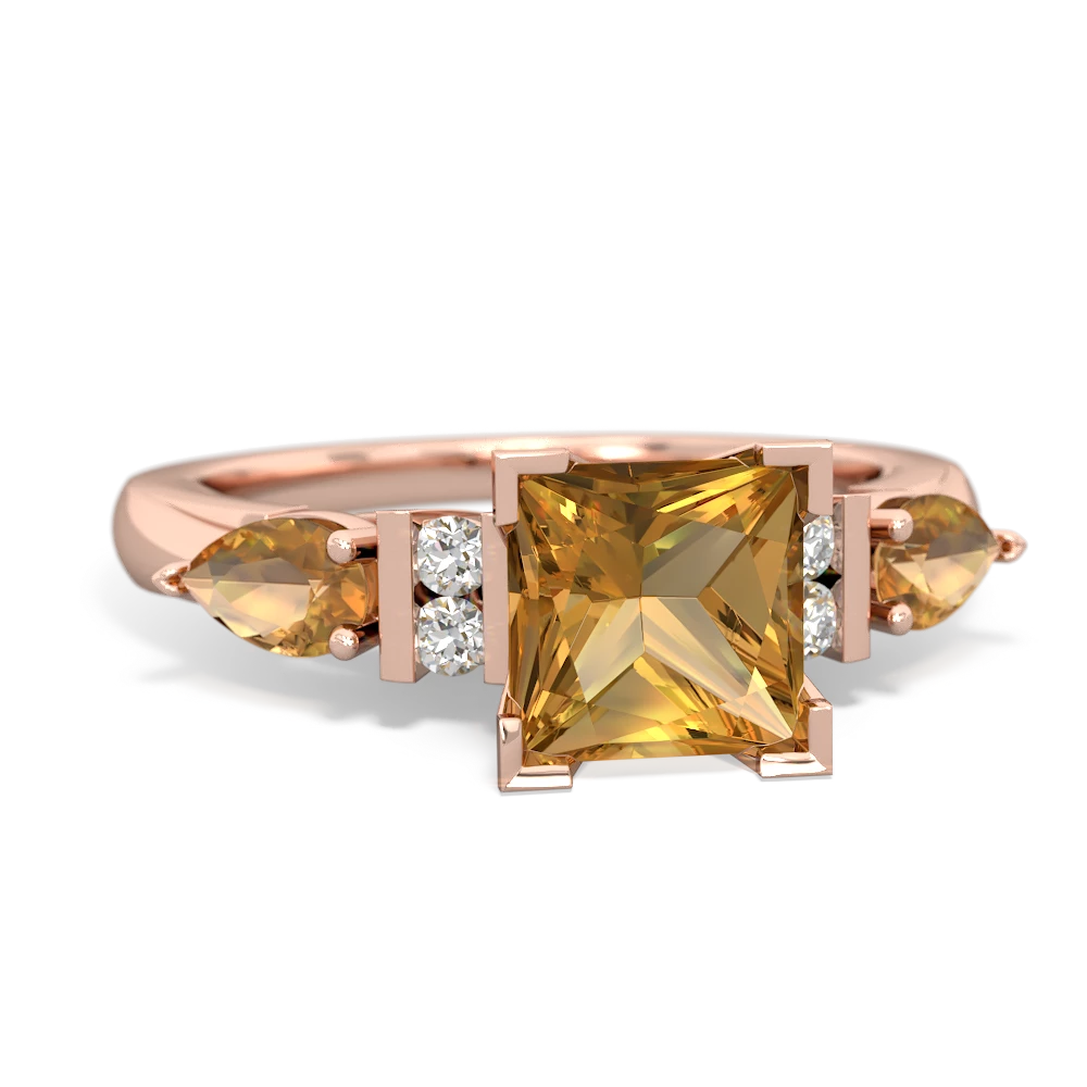 Citrine 6Mm Princess Eternal Embrace Engagement 14K Rose Gold ring C2002