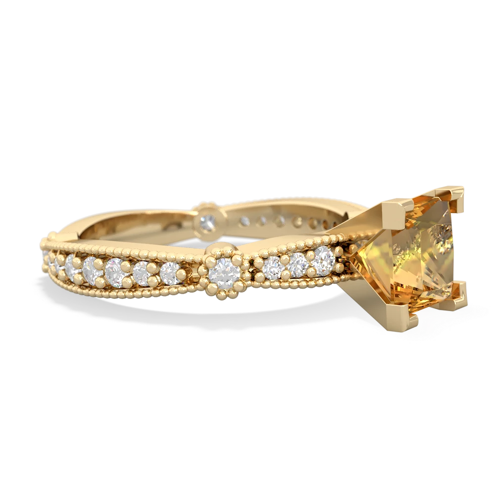 Citrine Sparkling Tiara 6Mm Princess 14K Yellow Gold ring R26296SQ