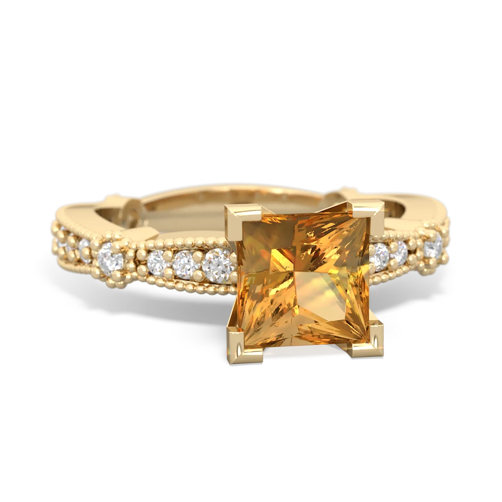 Citrine Sparkling Tiara 6Mm Princess 14K Yellow Gold ring R26296SQ