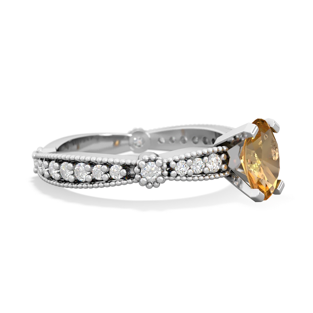 Citrine Sparkling Tiara 7X5mm Oval 14K White Gold ring R26297VL