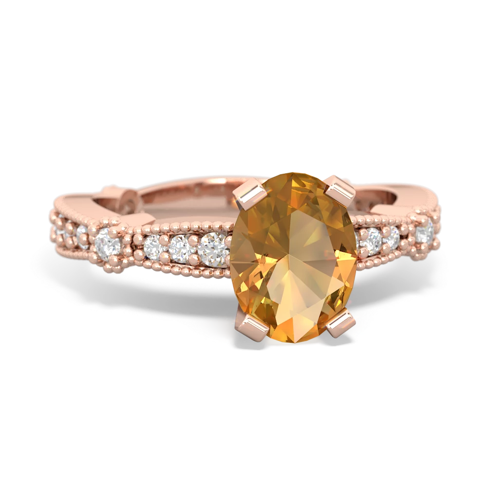 Citrine Sparkling Tiara 8X6 Oval 14K Rose Gold ring R26298VL