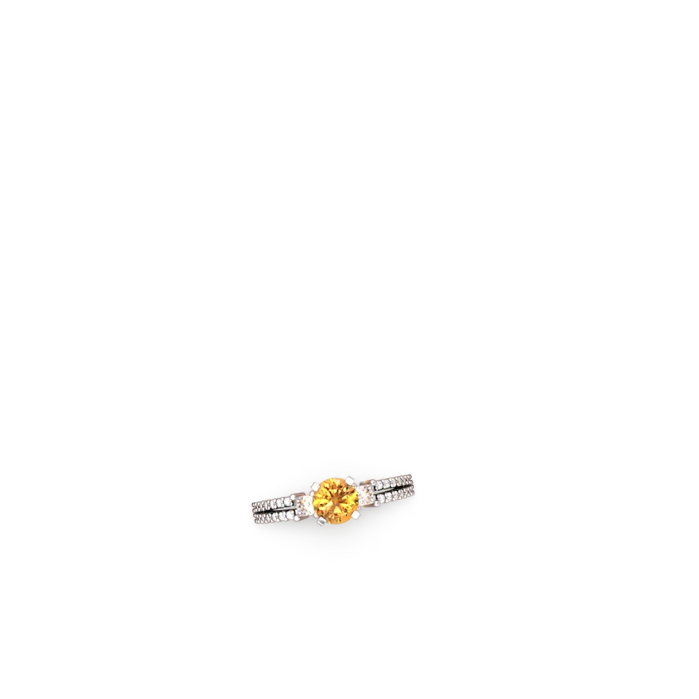 Citrine Classic 6Mm Round Engagement 14K White Gold ring R26436RD