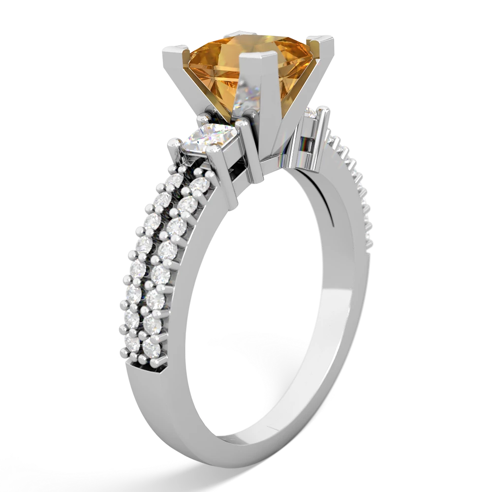 Citrine Classic 6Mm Princess Engagement 14K White Gold ring R26436SQ