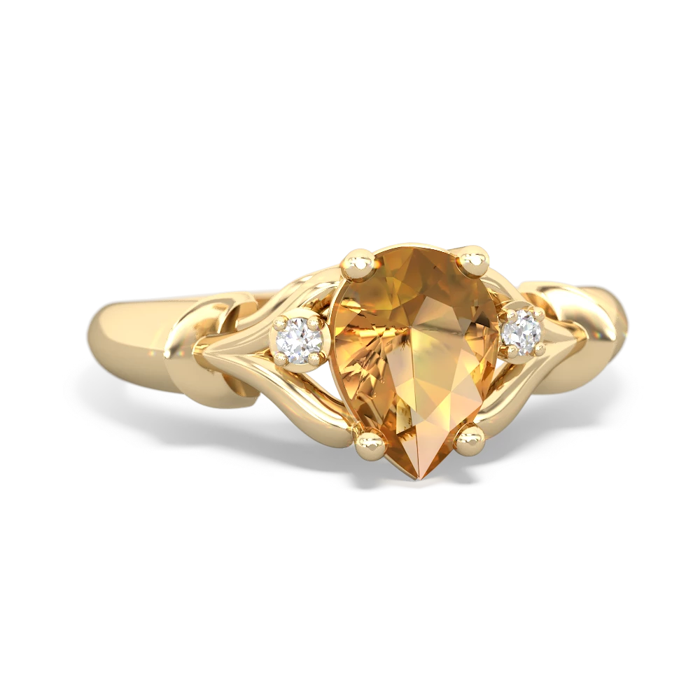 Citrine Precious Pear 14K Yellow Gold ring R0826