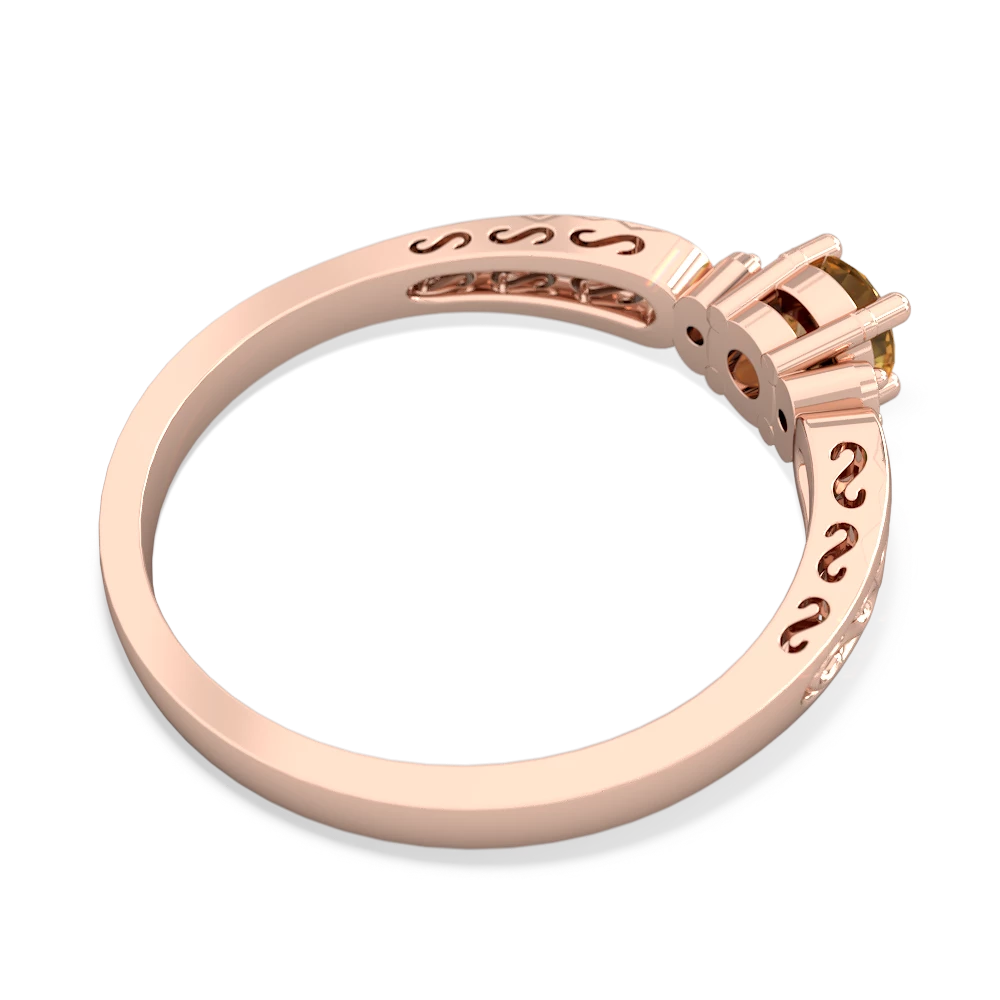 Citrine Filligree Scroll Round 14K Rose Gold ring R0829