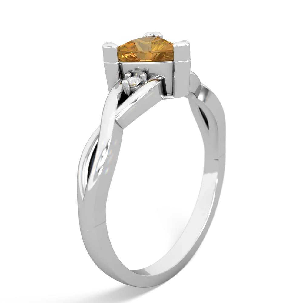 Citrine Trillion Twist 14K White Gold ring R2104