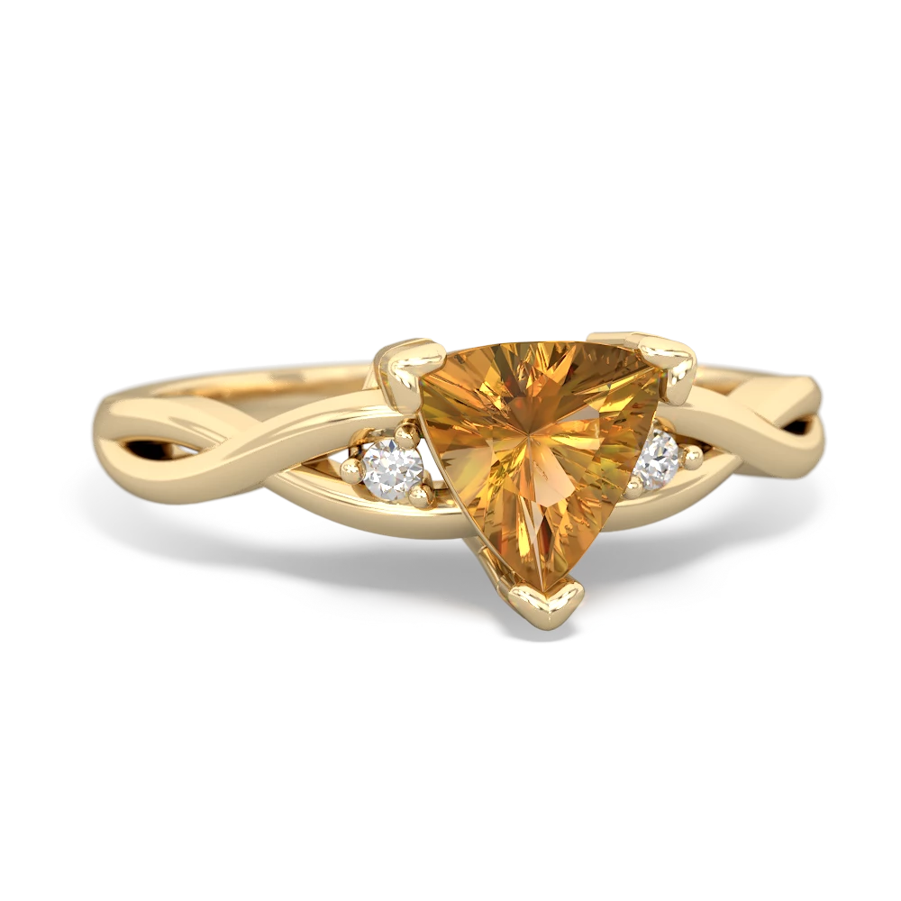 Citrine Trillion Twist 14K Yellow Gold ring R2104