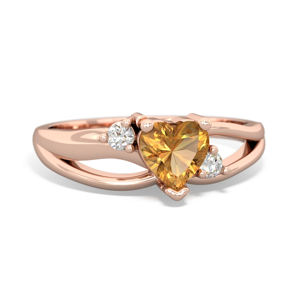 Citrine Split Band Swirl 14K Rose Gold ring R2130