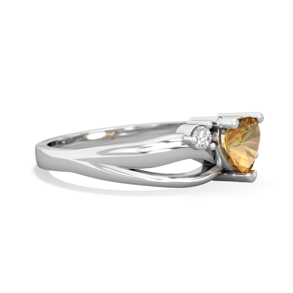 Citrine Split Band Swirl 14K White Gold ring R2130