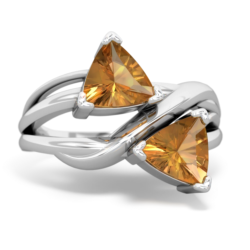 Citrine Split Band Swirl 14K White Gold ring R2341