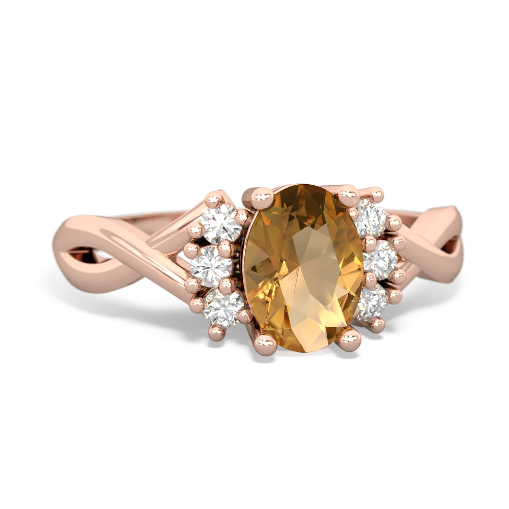 Citrine Victorian Twist 14K Rose Gold ring R2497