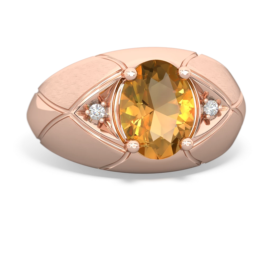 Citrine Men's Crossroads ring - 14K Rose Gold |JewelsForMe