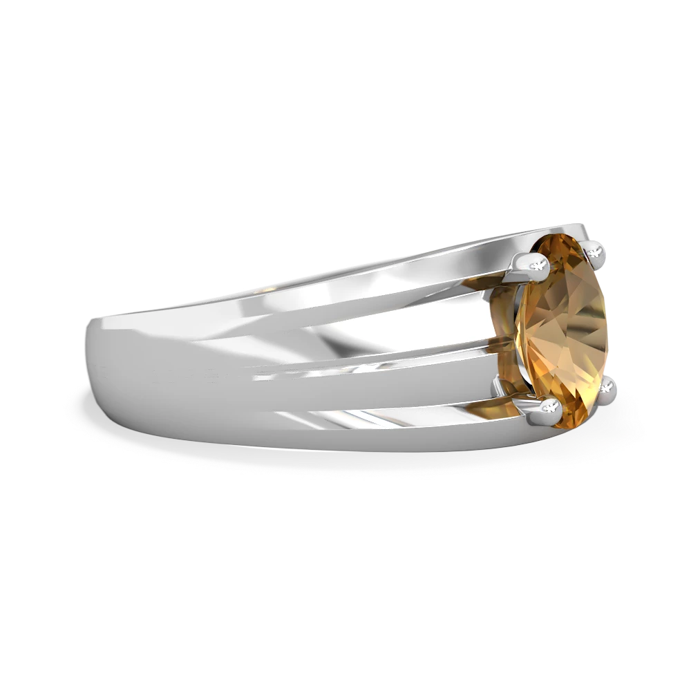 Citrine Men's Two Lane 14K White Gold ring R0363