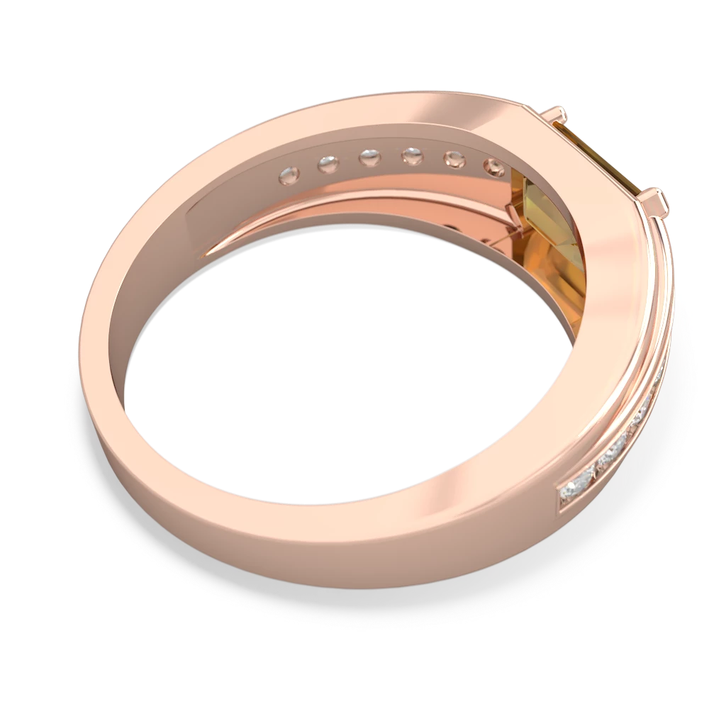 Citrine Men's Diamond Channel 14K Rose Gold ring R0500