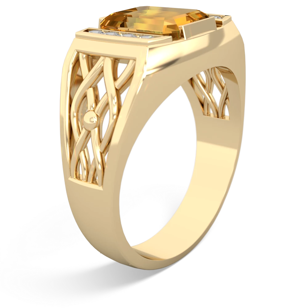 Citrine Men's Vine 14K Yellow Gold ring R0490