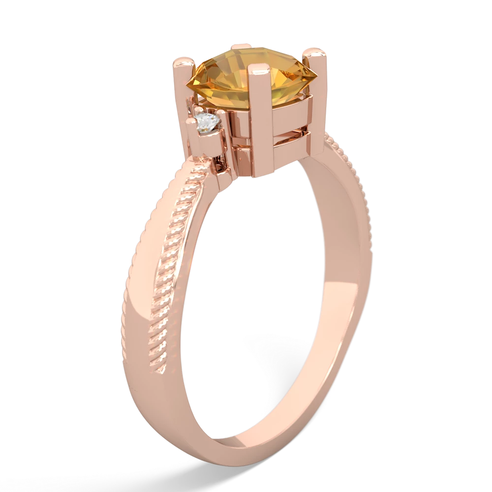 Citrine Cushion Rope 14K Rose Gold ring R2484