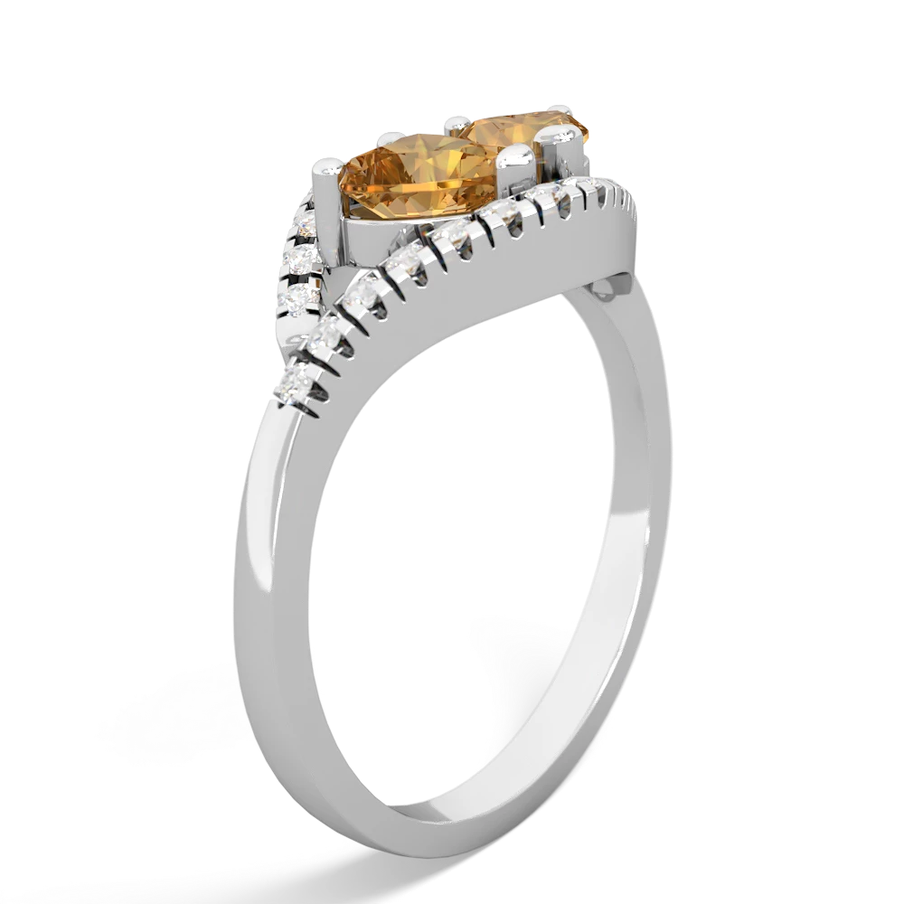 Citrine Mother And Child 14K White Gold ring R3010