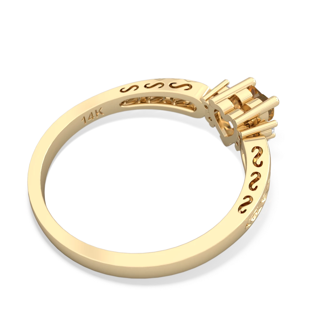 Citrine Filligree Scroll Heart 14K Yellow Gold ring R2429