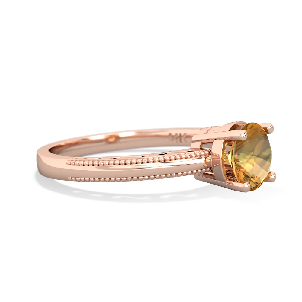 Citrine Milgrain Filigree 14K Rose Gold ring R5090