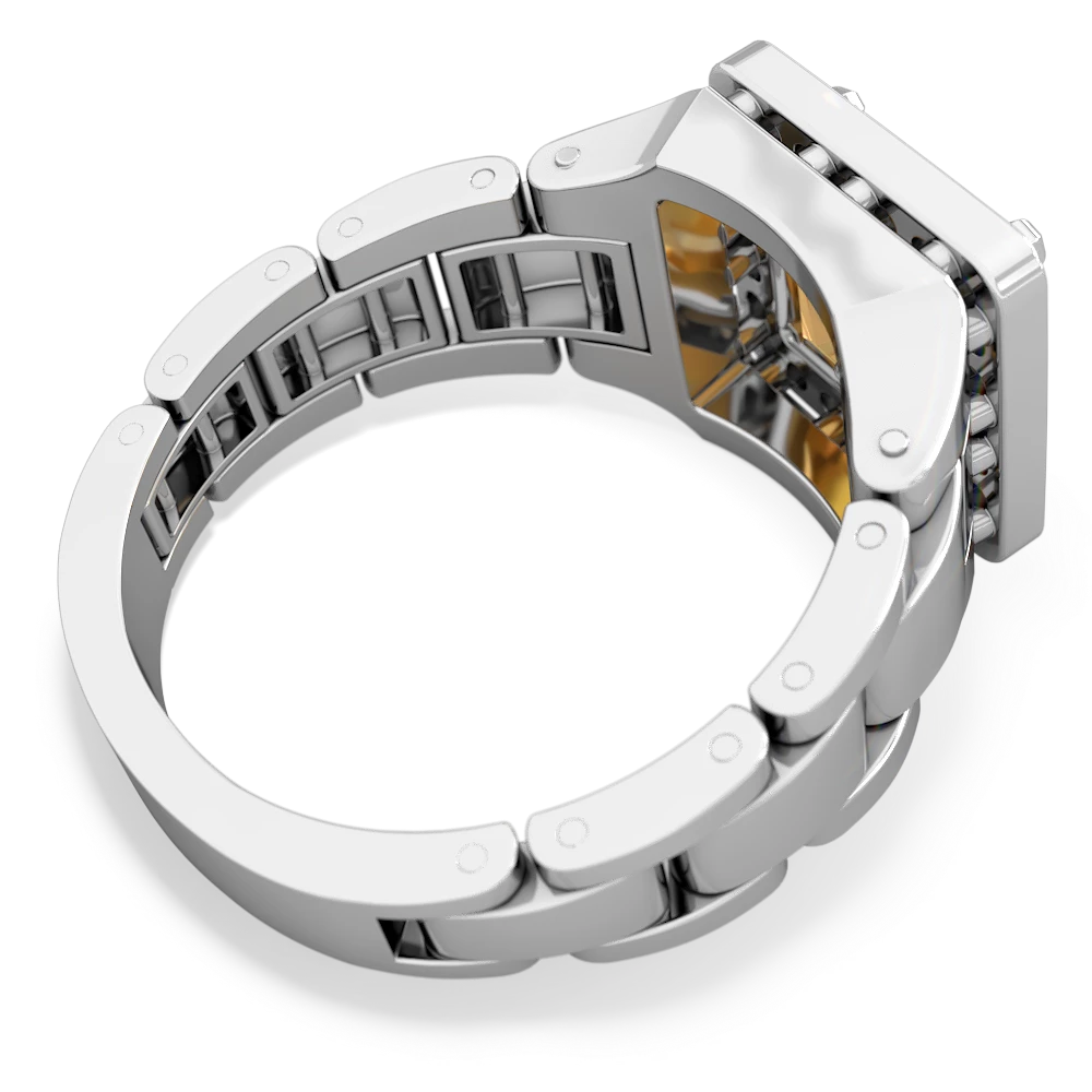 Citrine Men's Watch 14K White Gold ring R0510