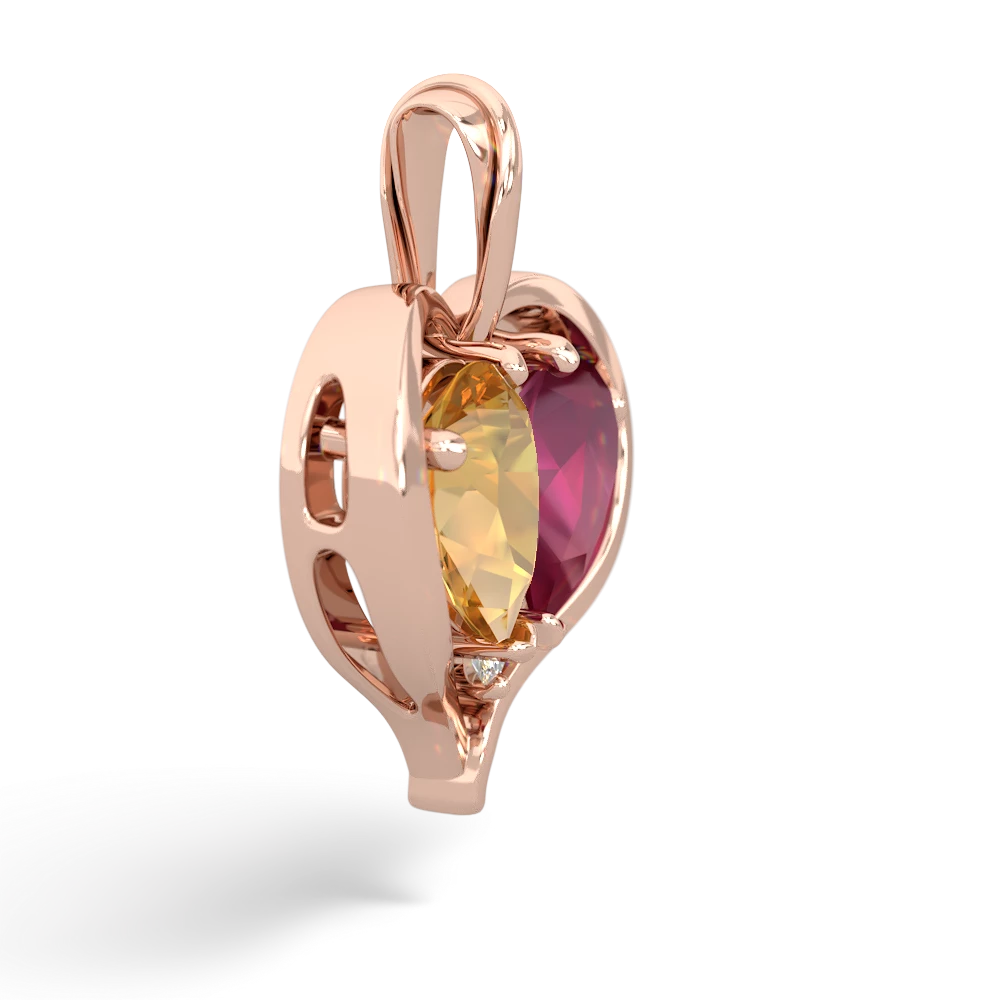 Citrine Two Become One 14K Rose Gold pendant P5330