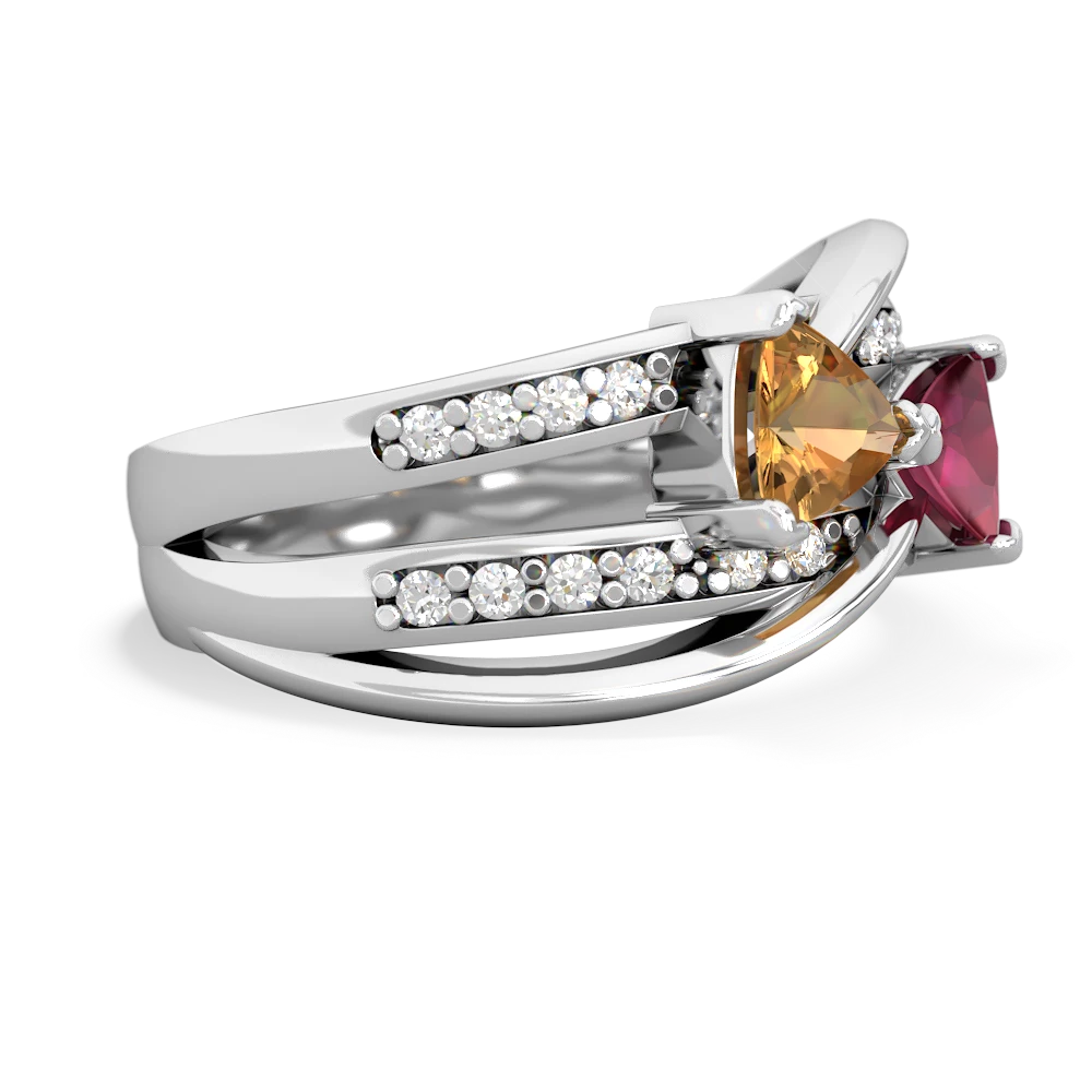 Citrine Bowtie 14K White Gold ring R2360