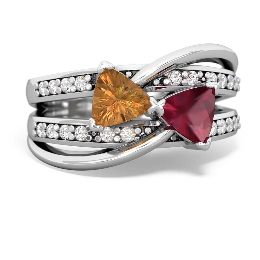 Citrine Bowtie 14K White Gold ring R2360