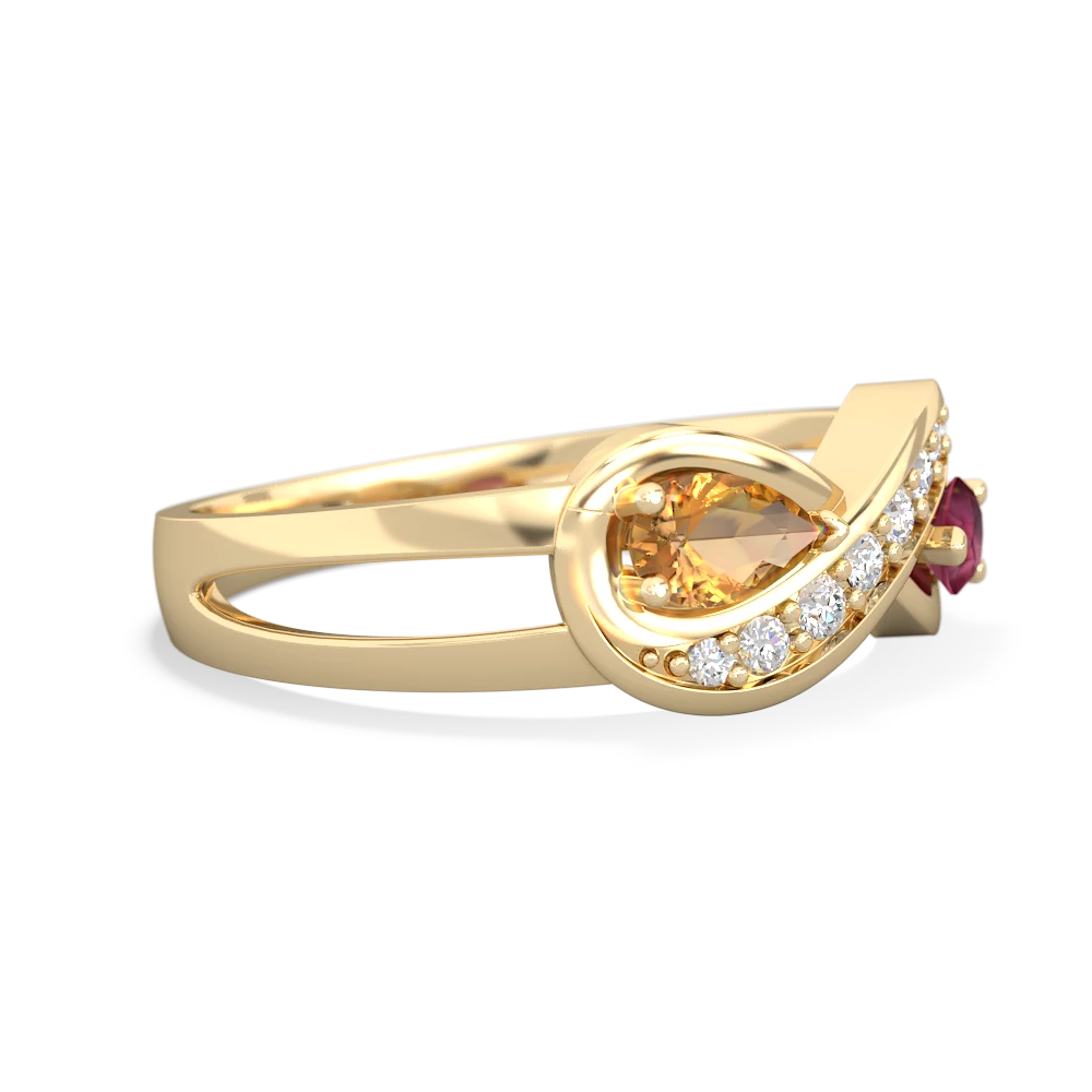 Citrine Diamond Infinity 14K Yellow Gold ring R5390