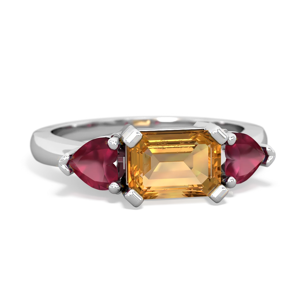 Citrine,Ruby Opal Three Stone ring - 14K White Gold |JewelsForMe