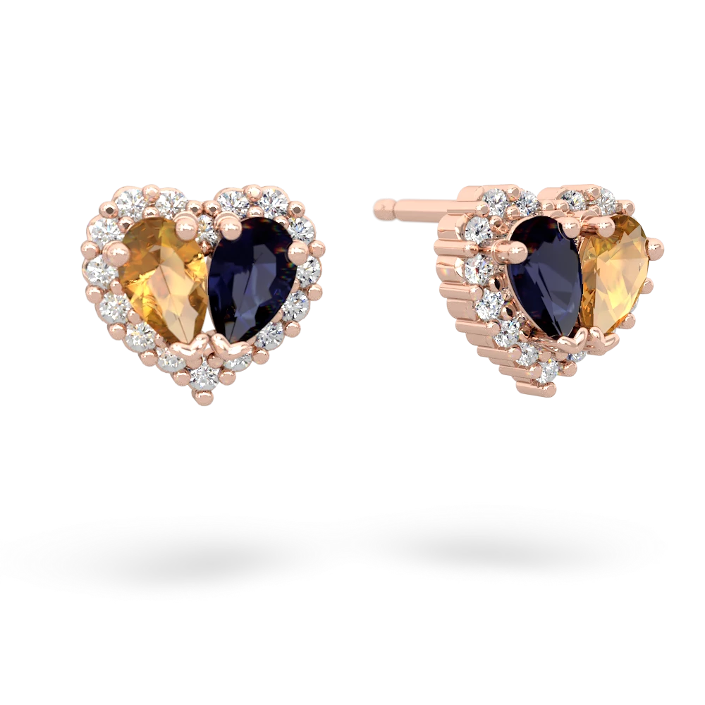 Citrine Halo 14K Rose Gold earrings E7008