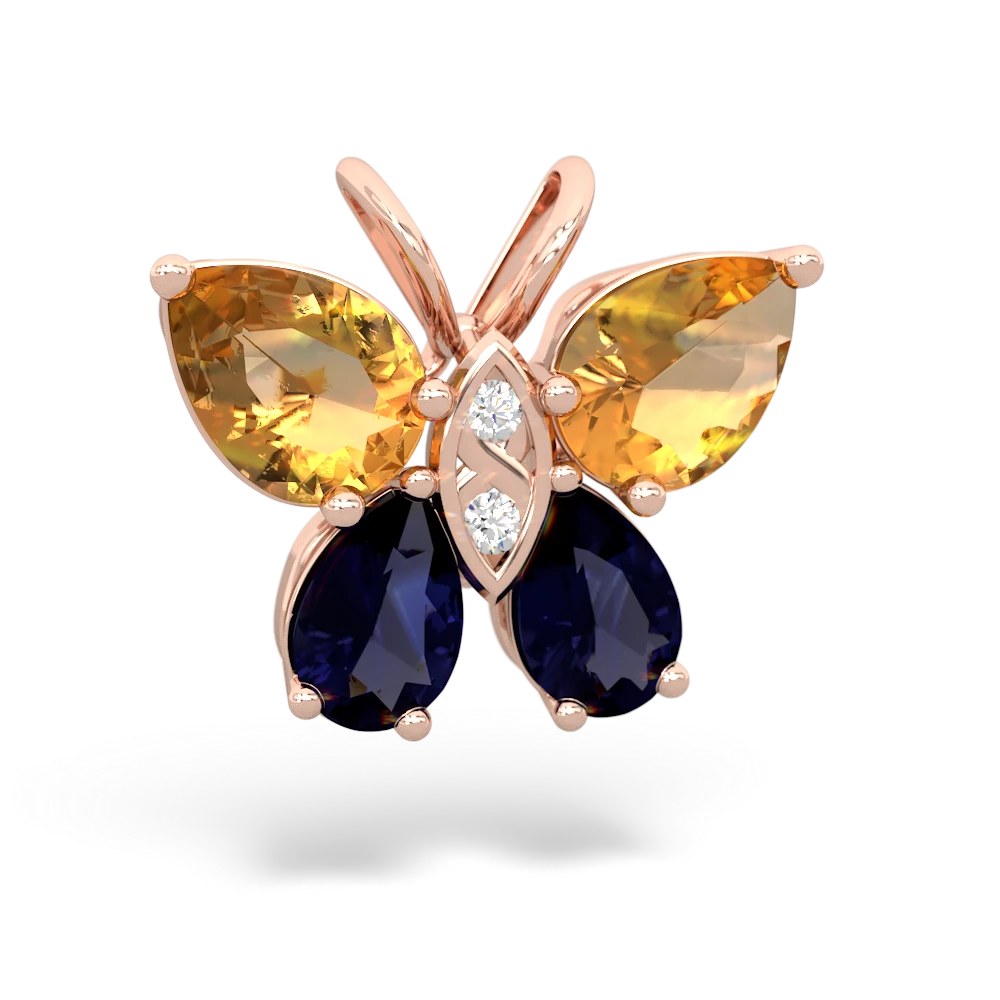 Citrine Butterfly 14K Rose Gold pendant P2215