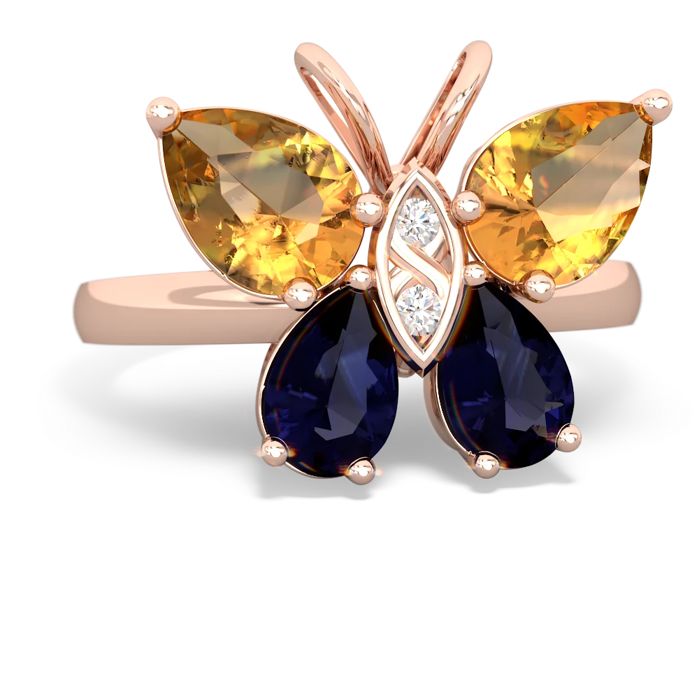 Citrine Butterfly 14K Rose Gold ring R2215