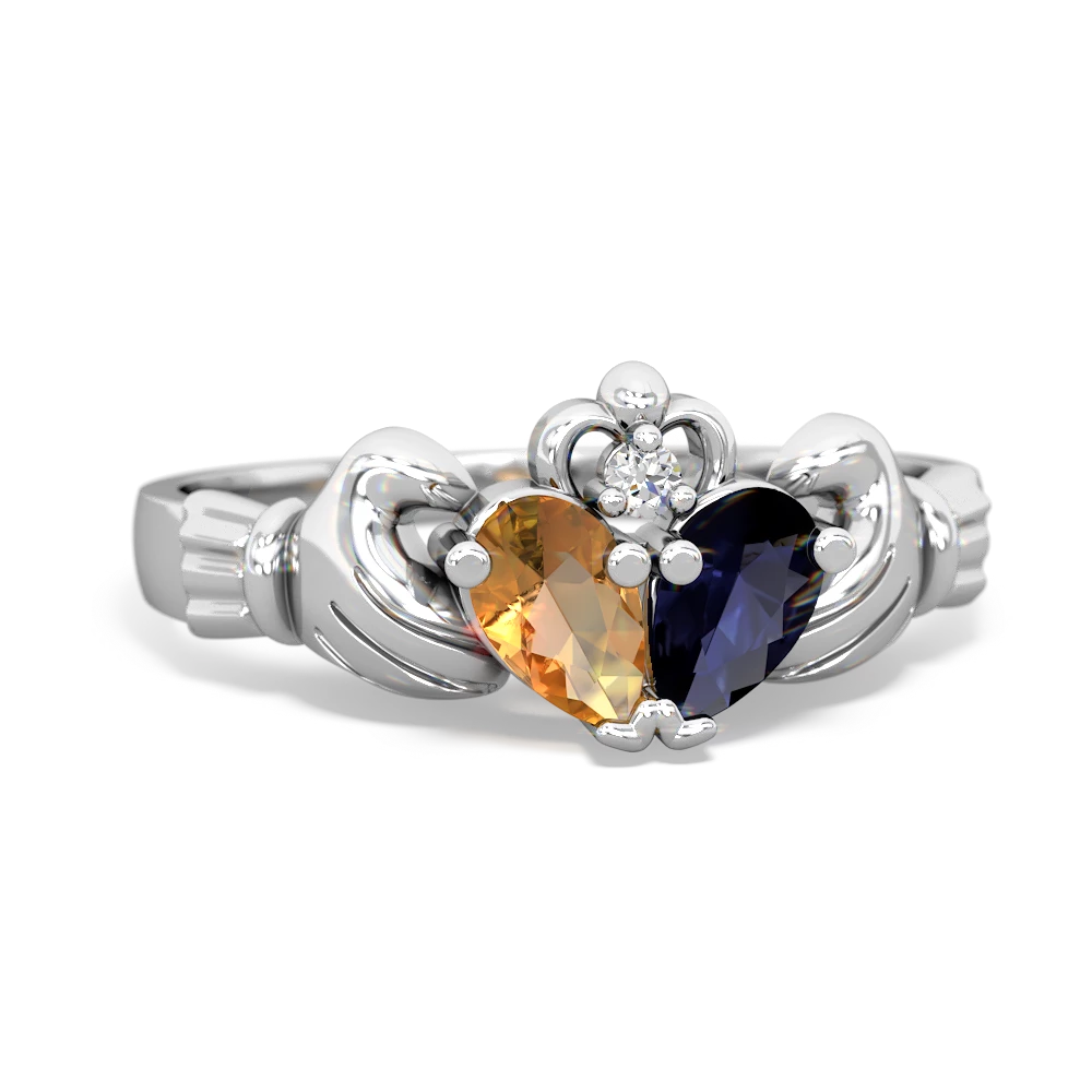 Citrine 'Our Heart' Claddagh 14K White Gold ring R2388