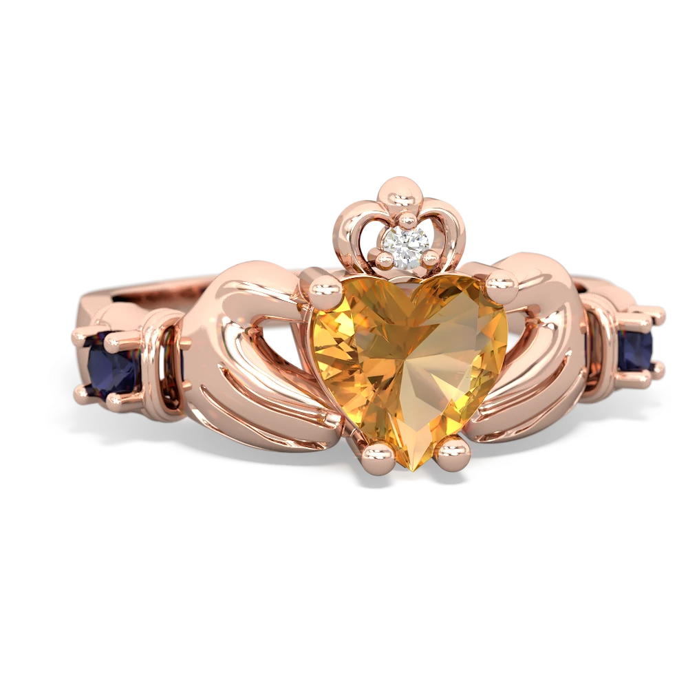 Citrine Claddagh Keepsake 14K Rose Gold ring R5245