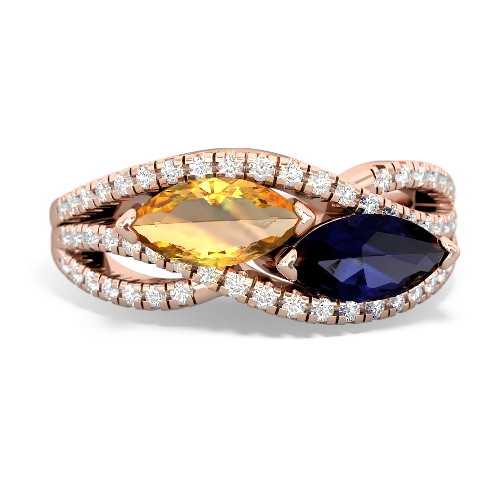 Citrine Diamond Rivers 14K Rose Gold ring R3070