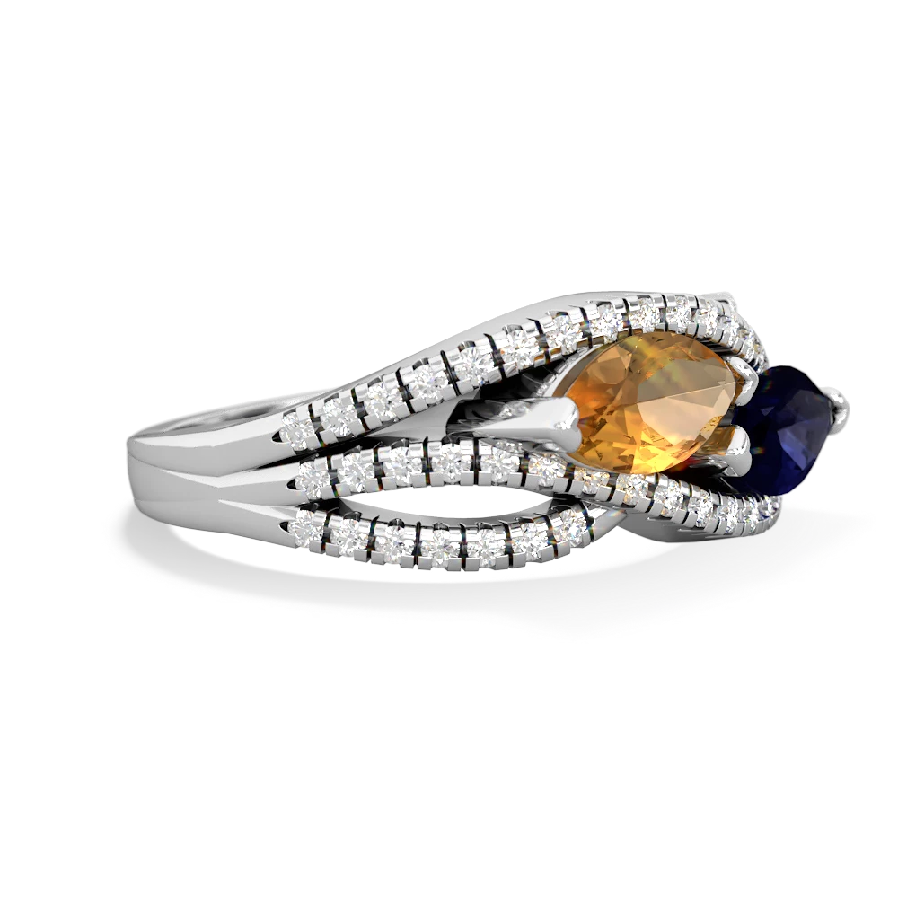 Citrine Diamond Rivers 14K White Gold ring R3070