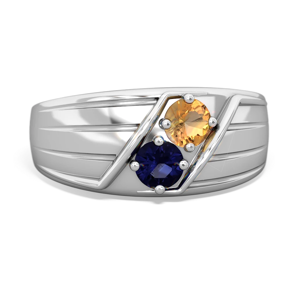 Citrine Men's Streamline 14K White Gold ring R0460