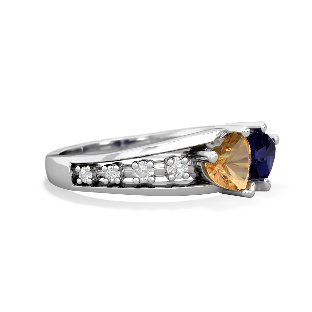 Citrine Heart To Heart 14K White Gold ring R3342