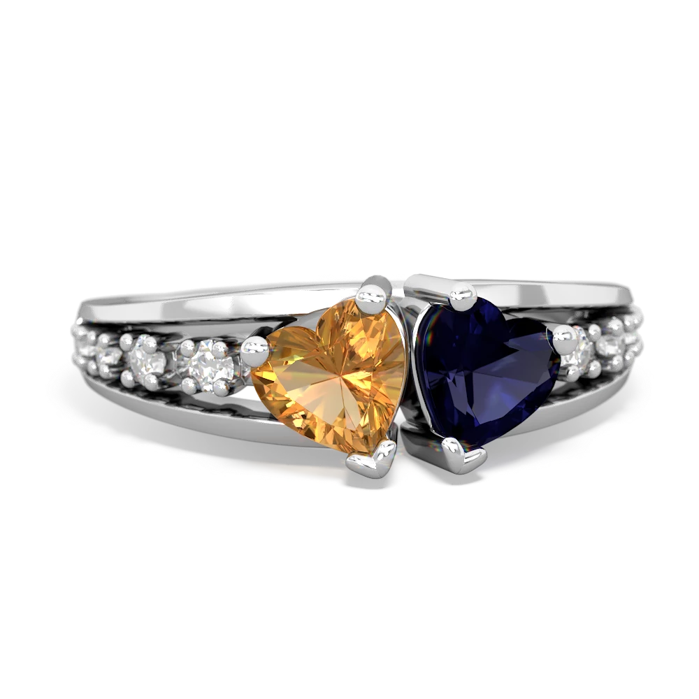 Citrine Heart To Heart 14K White Gold ring R3342