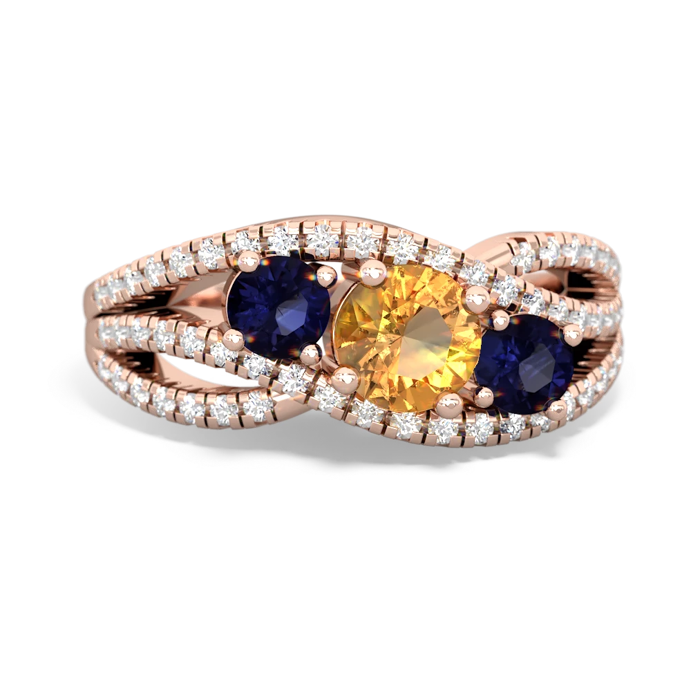 Citrine Three Stone Aurora 14K Rose Gold ring R3080