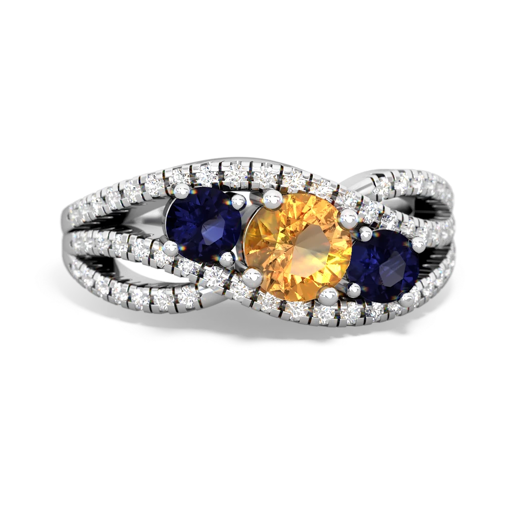 Citrine Three Stone Aurora 14K White Gold ring R3080